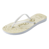 Gouden kant op ivoorkleurige crème De bruid Elegan Teenslippers (Schuin)