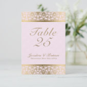 Gouden Kant & Roze Huwelijk Tafelnummer (Staand voorkant)