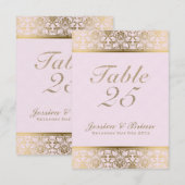 Gouden Kant & Roze Huwelijk Tafelnummer (Voorkant / Achterkant)