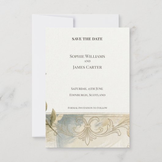 Gouden Kant Save The Date Kaart (Voorkant)