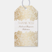 Gouden Kant Wit Elegant Bruiloft Cadeaulabel (Voorkant)