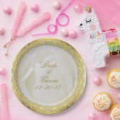 Gouden Kant Witte Abstracte Roos Trouwfeest Papieren Bordje (Feest)