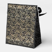 Gouden Kant & Zwart Bont Afdruk Tent Favor Box Bedankdoosjes (Achterkant)