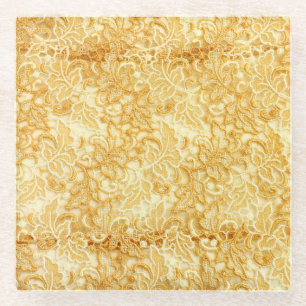 Gouden kanten stof detail, doek. glazen onderzetter