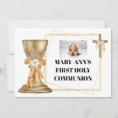 Gouden kapel kelk houten kruis gouden lijst MEISJE Kaart (Voorkant)
