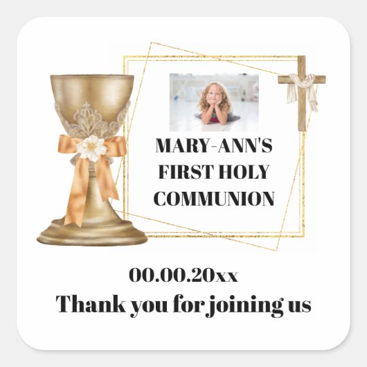 Gouden kapel kelk kruis goud lijst katholiek vierkante sticker (Voorkant)