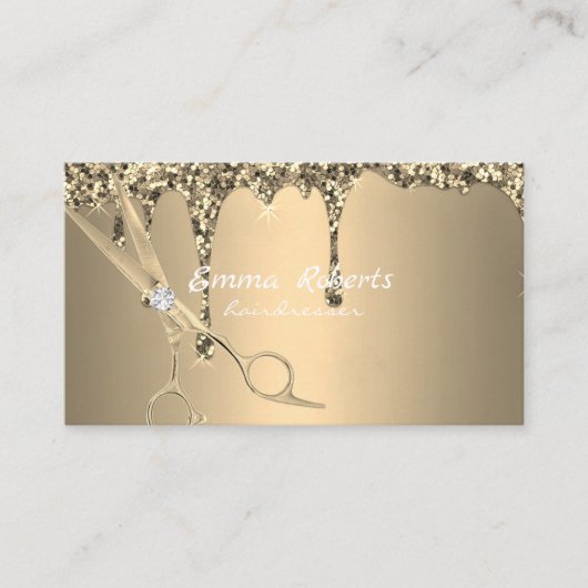 Gouden kapper Gradient Glitter Modern Visitekaartje (Voorkant)
