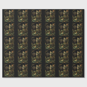 Gouden Kat Groene Ogen Elegante Kunst Cadeaupapier