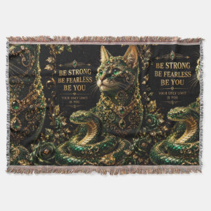 Gouden Kat Groene Ogen Elegante Kunst Deken