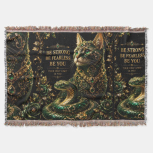 Gouden Kat Groene Ogen Elegante Kunst Deken