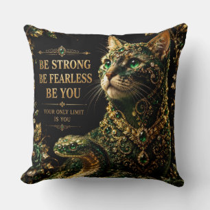 Gouden Kat Groene Ogen Elegante Kunst Kussen