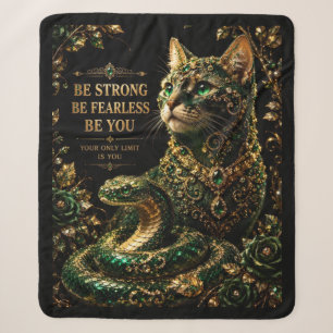 Gouden Kat Groene Ogen Elegante Kunst Sherpa Deken
