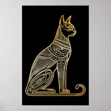 Gouden kat illustratie voor kattenliefhebbers Line