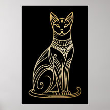 Gouden kat illustratie voor kattenliefhebbers Line