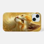 Gouden kat  iPhone 15 case (Achterkant horizontaal)