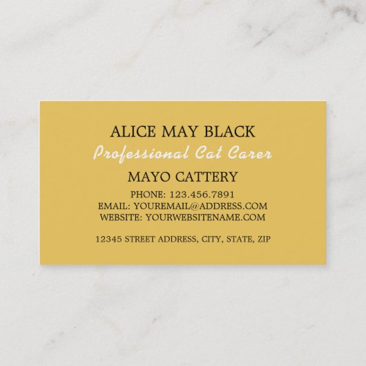 Gouden Kat, Kat Boarding, Cattery Visitekaartje (Achterkant)