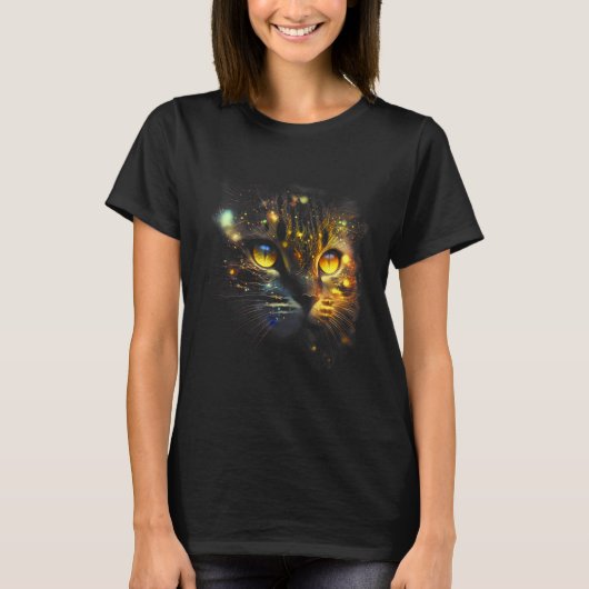 Gouden kat met gele ogen t-shirt (Voorkant)