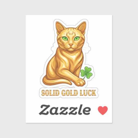 Gouden Kat Met Smaragdgroene Ogen Luxe Geluk Sticker (Vel)
