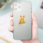 Gouden Kat Met Smaragdgroene Ogen Luxe Geluk Sticker (Telefoon)