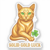 Gouden Kat Met Smaragdgroene Ogen Luxe Geluk Sticker (Voorkant)