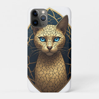 Gouden Kat Portret Met Donkere Geometrische Achter Case-Mate iPhone Case