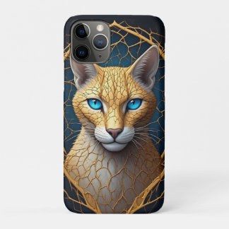 Gouden Kat Portret Met Zwarte Gouden Geometrische Case-Mate iPhone Case