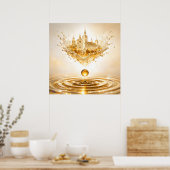 Gouden Kathedraal Vloeibare Splash Poster (Keuken)