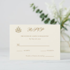 Gouden katholieke Mariakruis-huwelijk RSVP Kaartje