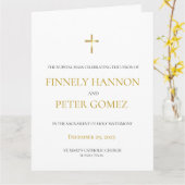 Gouden Katholieke Mis Trouwprogramma Kaart (Gele Bloem)