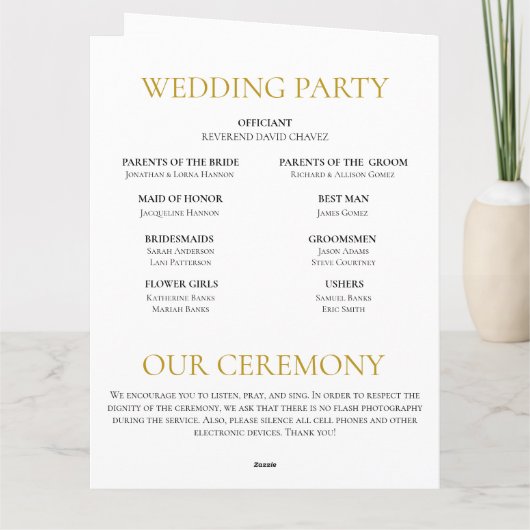 Gouden Katholieke Mis Trouwprogramma Kaart (Achterkant)