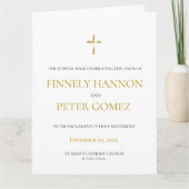 Gouden Katholieke Mis Trouwprogramma Kaart (Voorkant)