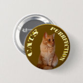 Gouden kattenmunten met gemberkat, ronde button 5,7 cm (Voorkant /achterkant)