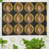 Gouden kattenmunten met gemberkat, theedoek (Gevouwen)