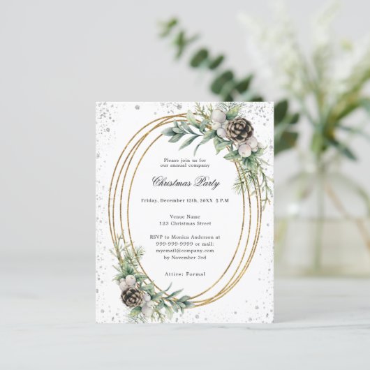 Gouden kegel QR bedrijf Christmas Party uitnodigin (Staand voorkant)