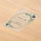 Gouden kegelgroen glitter frosted Christmas Party Acryl Uitnodigingen (Laagn)