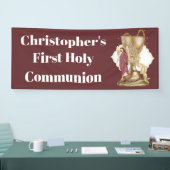 Gouden kelk engel rozenkrans kralen katholiek spandoek (Beurs)