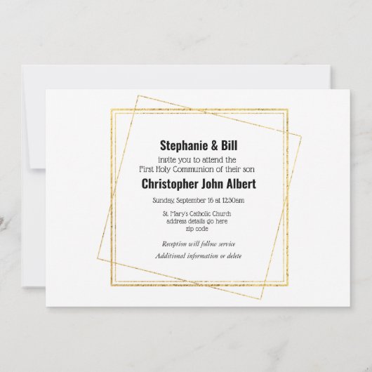 Gouden kelk houten kruis satijn boog blauw bloemen kaart (Achterkant)