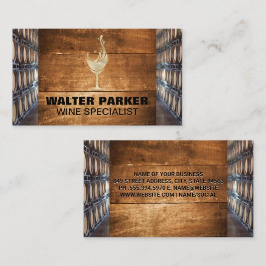 Gouden kelk wijn splash | wijnvaten visitekaartje (Voorkant / Achterkant)