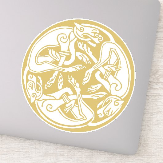 Gouden Keltische Honden Trio Sticker (Detail)