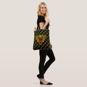 GOUDEN KELTISCHE KNOOP HART JUWEEL BLAUW ROOD PARE TOTE BAG (Op model)