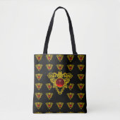Gouden Keltische Knoop Hart Sieraad Rode Edelsteen Tote Bag (Voorkant)