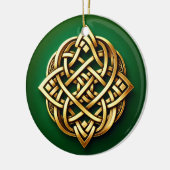 Gouden Keltische knoop op groen Keramisch Ornament (Links)