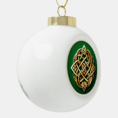 Gouden Keltische knoop op groen Keramische Bal Ornament (Links)