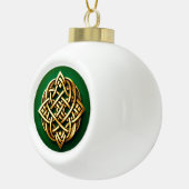 Gouden Keltische knoop op groen Keramische Bal Ornament (Rechts)