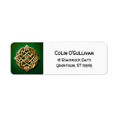 Gouden Keltische knoop op groen retour adreslabel Etiket (Voorkant)