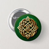 Gouden Keltische knoop op groen Ronde Button 5,7 Cm (Voorkant /achterkant)