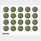 Gouden Keltische knoop op groen Ronde Sticker (Vel)