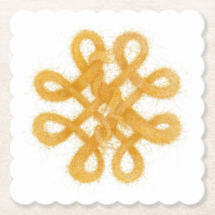 GOUDEN KELTISCHE KNOOP Scalloped Vierkante Papier Kartonnen Onderzetters