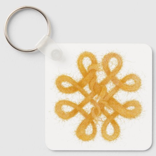 Gouden Keltische Knoop Vierkante Aluminium Sleutel Sleutelhanger (Voorkant)