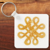 Gouden Keltische Knoop Vierkante Aluminium Sleutel Sleutelhanger (Voorkant)